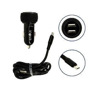 Carregador Para Carro Mega Rápido 3.4A Com 2 Entrada e Cabo Tipo V8 Micro USB Preto CAR-8335 - Inova