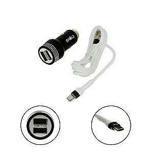 Carregador Para Carro Mega Rápido 3.4A Com 2 Entradas USB Com Cabo Tipo C Preto CAR-G5115 - Inova