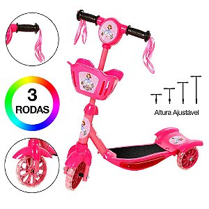 Brinquedo Infantil Patinete Scooter 3 Rodas Com Cesta Luz