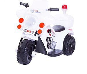Mini Moto Triciclo Elétrico Infantil Police Branco - Unitoys
