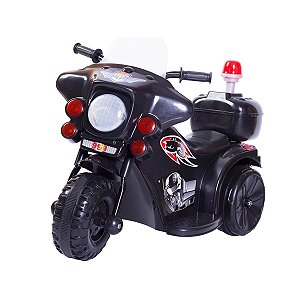 Mini Moto Triciclo Elétrico Infantil Police Preto - Unitoys