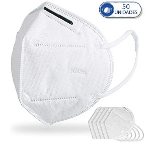 Kit 50 Máscaras Descartáveis KN95 PFF2 Branca com Clip Nasal