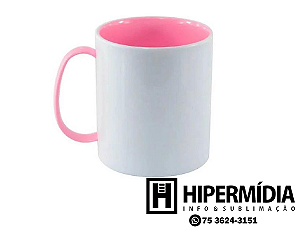 Caneca Polimero Alça e Interior Rosa