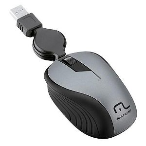 Mouse Multilaser óptico usb retrátil cinza