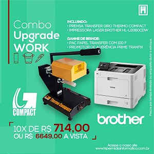 Kit Combo Prensa Giro Thermo Compact + Impressora Brother Laser Color + Brinde