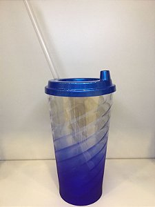 COPO MINI FLEX DEGRADÊ AZUL COM TAMPA AZUL   - 450 ML