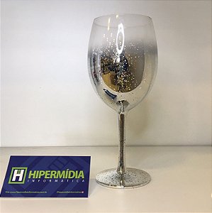 TAÇA VINHO VIDRO CRISTAL DEGRADÊ DOURADA 315 ML (LINHA ELEGANCE) -  Hipermidia Info & Sublimação