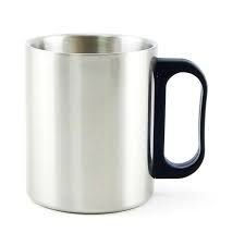 Caneca Inox Branca Alça Plástica 300ml