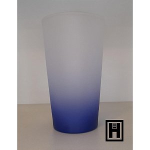 Copo de Vidro Cônico Jateado Degradê Azul Escuro 450ml