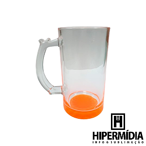 Caneca Chopp Vidro Cristal/Laranja - 460ml