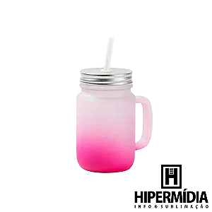 Caneca Mason Jateada/ Rosa - 430ml