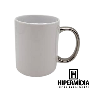 Caneca Porcelana Alça Prata