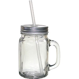 Caneca Mason Jar De Vidro Sublimação 430ml