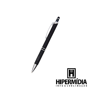 Caneta Metal Preta com Prata e com Silicone 6086