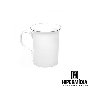 Caneca Porcelana Apolo Borda Prata
