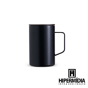 Caneca Inox 350ML Preta Tampa Plástica 18870