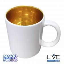 Caneca Branca Interior Cromado Dourado