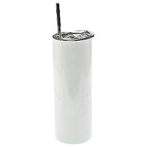 Copo Inox com Tampa e Canudo 600ml Branco Perolado - Live