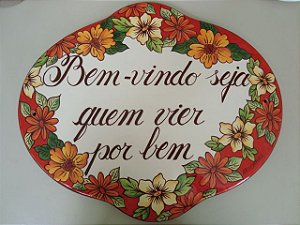 Placa de cerâmica pintada a mão