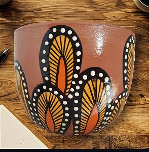 Cachepot de cerâmica pintado a mão
