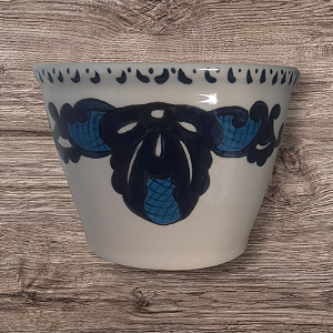 Cachepot de parede com desenhos azuis