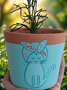 Cachepot de cerâmica pintado a mão