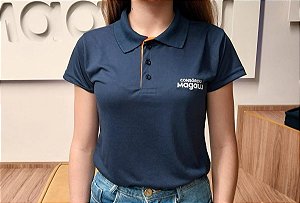 CAMISETA POLO AZUL MARINHO - MALHA FRIA - FEM