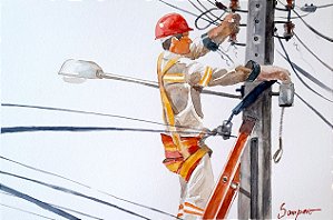 Poste de luz - aquarela