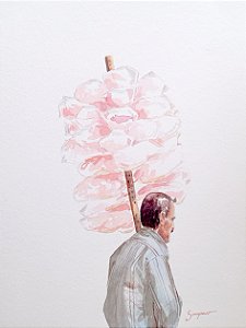 Vendedor de Algodão Doce - aquarela