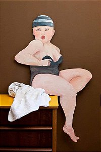 Quadro Mulher Sentada a Beira da Piscina