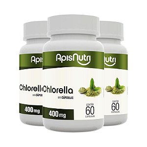 Kit 3 Chlorella Clorela Apisnutri 60 cápsulas