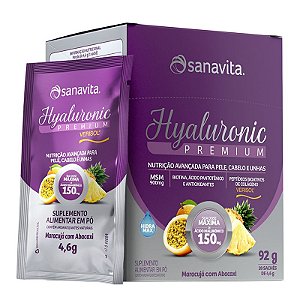 Hyaluronic PREMIUM 150mg Sanavita Maracujá e Abacaxi 20 sachês