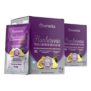 Kit 2 Hyaluronic PREMIUM 150mg Sanavita Maracujá e Abacaxi 20 sachês