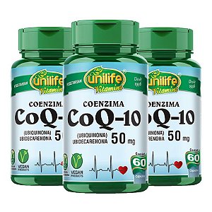 Kit 3 Coenzima CoQ-10 - 50 mg Unilife 60 Capsulas Veganas