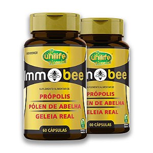 Kit 2 ImmoBee Própolis, pólen de abelha e geleia real Unilife 60 Cápsulas