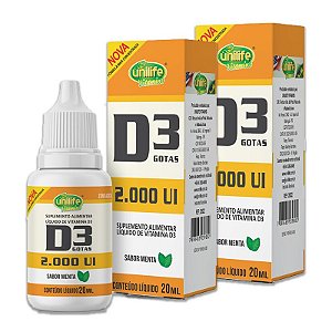 Kit 2 Vitamina D3 2.000 UI Unilife Menta 20ml