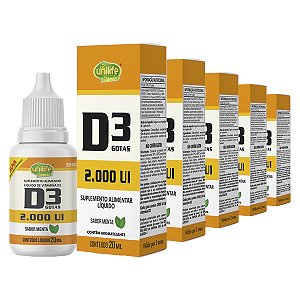 Kit 5 Vitamina D3 2.000 UI Unilife Menta 20ml