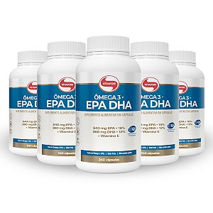 Ômega 3 Vitafor EPA DHA + Vitamina E 240 Cápsulas Kit 05 Und