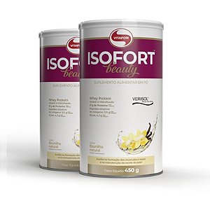 Kit 2 Whey Protein Isolado Isofort Beauty Vitafor 450g Baunilha