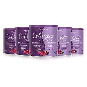 Kit 5 Colágeno Duo Balance Sanavita Hibiscus e Frutas roxas 330g