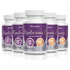 Kit 5 Hyaluronic C 150mg Ácido Hialurônico + Vitamina C Sanavita 30 cápsulas