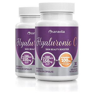 Kit 2 Hyaluronic C 150mg Ácido Hialurônico + Vitamina C Sanavita 30 cápsulas