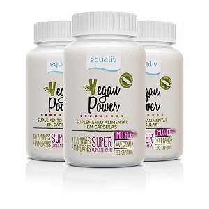 Kit 3 Vegan Power Mulher Equaliv 30 cápsulas veganas