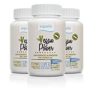 Kit 3 Vegan Power Homem Equaliv 30 cápsulas veganas