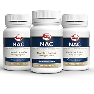 Kit 3 NAC N-Acetil L-Cisteína 600mg Vitafor 30 cápsulas