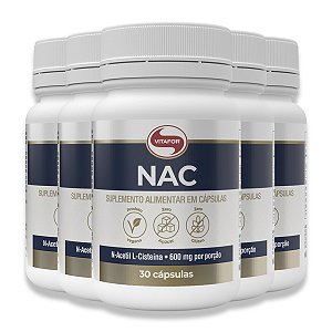 Kit 5 NAC N-Acetil L-Cisteína 600mg Vitafor 30 Cápsulas