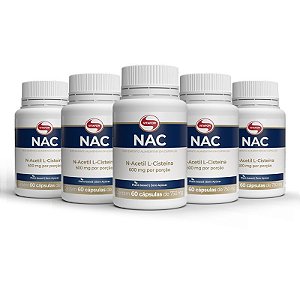 Kit 5 NAC N-Acetil L-Cisteína 600mg Vitafor 60 cápsulas