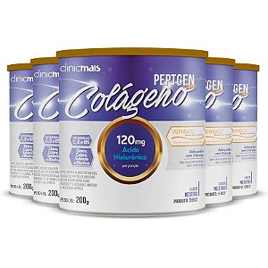 Kit 5 Colágeno Verisol+Ácido Hialurônico Clinic Mais 200g Neutro