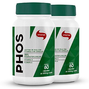 Kit 2 Lecitina de Soja Phos Fosfatidilcolina Vitafor 60 cápsulas