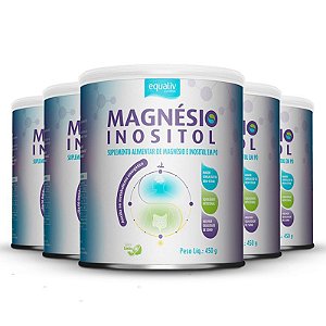 Kit 5 Magnésio Inositol Equaliv 450g Sabor Limão